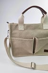 ÜÇ GÖZLÜ THE TOTE BAG DESENLİ BEJ CANVAS KADIN OMUZ ÇANTA