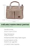 ÜÇ GÖZLÜ THE TOTE BAG DESENLİ BEJ CANVAS KADIN OMUZ ÇANTA