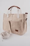 ÜÇ GÖZLÜ THE TOTE BAG DESENLİ BEJ CANVAS KADIN OMUZ ÇANTA