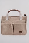 ÜÇ GÖZLÜ THE TOTE BAG DESENLİ BEJ CANVAS KADIN OMUZ ÇANTA