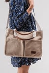 ÜÇ GÖZLÜ THE TOTE BAG DESENLİ BEJ CANVAS KADIN OMUZ ÇANTA