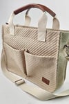 ÜÇ GÖZLÜ THE TOTE BAG DESENLİ BEJ CANVAS KADIN OMUZ ÇANTA