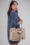 ÜÇ GÖZLÜ THE TOTE BAG DESENLİ BEJ CANVAS KADIN OMUZ ÇANTA