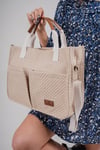 ÜÇ GÖZLÜ THE TOTE BAG DESENLİ BEJ CANVAS KADIN OMUZ ÇANTA