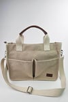 ÜÇ GÖZLÜ THE TOTE BAG DESENLİ BEJ CANVAS KADIN OMUZ ÇANTA
