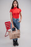 ÜÇ GÖZLÜ THE TOTE BAG DÜZ BEJ CANVAS KADIN OMUZ ÇANTA
