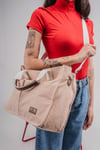 ÜÇ GÖZLÜ THE TOTE BAG DÜZ BEJ CANVAS KADIN OMUZ ÇANTA