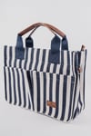 ÜÇ GÖZLÜ THE TOTE BAG LACİVERT ÇİZGİLİ CANVAS KADIN OMUZ ÇANTA