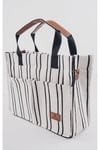 ÜÇ GÖZLÜ THE TOTE BAG SİYAH ÇİZGİLİ CANVAS KADIN OMUZ ÇANTA