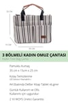 ÜÇ GÖZLÜ THE TOTE BAG SİYAH ÇİZGİLİ CANVAS KADIN OMUZ ÇANTA