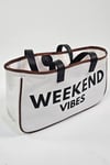 Weekend Vibes Baskılı Kanvas Kumaş Kadın Plaj Çantası