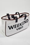 Weekend Vibes Baskılı Kanvas Kumaş Kadın Plaj Çantası