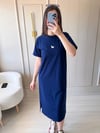 Modal Kumaş Basic Elbise lacivert-1017