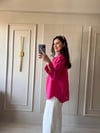Oversize Keten Gömlek  Pembe - 1021