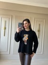 Teddy baskılı Siyah sweatshirt