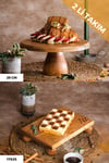 2 Li 29/12 Lucca Ve 17x25 Cm Risus Ahşap Dikdörtgen Pasta Sunum Servis Tabağı Seti