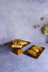 2 Li Ligna Ahşap Rölyefli Sunum Seti (22 Cm Piramit , 16x26 Cm Kase) Servis Seti, Çukur Kase
