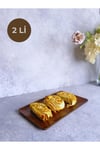 2 Li Ligna Melamin Ahşap Rölyefli 16x26 Cm Servis Tabağı, Sunum Tabağı, Pasta Tabağı, Sunumluk