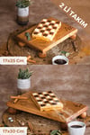 2 Li Risus Top Ayaklı 17x25 Ve 17x30 Cm Ahşap Dikdörtgen Pasta Sunum Servis Tabağı Seti