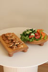 2 Li Risus Top Ayaklı 25 Cm Ve 17x30 Cm Ahşap Dikdörtgen Pasta Sunum Servis Tabağı Seti
