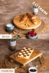 2 Li Risus Top Ayaklı 29 Cm Ve 17x25 Cm Ahşap Dikdörtgen Pasta Sunum Servis Tabağı Seti