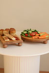 2 Li Risus Top Ayaklı 29 Cm Ve 17x25 Cm Ahşap Dikdörtgen Pasta Sunum Servis Tabağı Seti