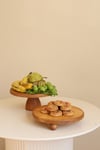 2 Li Risus&lucca Top Ayaklı 25 Cm Ve 25 Ahşap Yuvarlak Pasta Sunum Servis Tabağı Seti