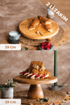2 Li Risus&lucca Top Ayaklı 29 Cm Ve 29 Ahşap Yuvarlak Pasta Sunum Servis Tabağı Seti