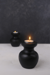 2 Li Siyah Büyük Nar Model Tealight Ahşap Şamdan Seti Dekoratif Şamdan