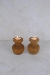 2'Lİ Büyük Nar Model Tealight Ahşap Şamdan Seti Dekoratif Şamdan