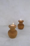 2'Lİ Büyük Nar Model Tealight Ahşap Şamdan Seti Dekoratif Şamdan