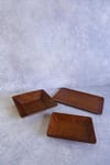 3 Lü Ligna Ahşap Rölyefli Dikdörtgen Sunum Seti (16x26, 18x18, 12,5x17) Cm Servis Seti, Tabak