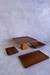 4 Lü Ligna Ahşap Rölyefli Dikdörtgen Sunum Seti (26 Piramit, 16x26, 18x18, 12,5x17) Cm Servis Seti
