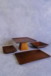 4 Lü Ligna Ahşap Rölyefli Dikdörtgen Sunum Seti (22 Piramit, 16x26, 18x18, 12,5x17) Cm Servis Seti