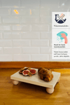 Mdf Tabaklı Kayın Top Ayaklı Risus 17x25 Cm Yuvarlak Pasta Sunum Servis Tabağı