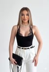 Dantel Detaylı Askılı Bodysuit Siyah