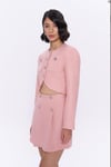 Düğme Detaylı Crop Ceket Pembe