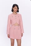 Düğme Detaylı Crop Ceket Pembe