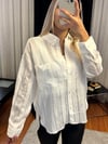 Ekru Çizgi Detaylı Oversize Gömlek