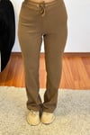 Fitilli Esnek Kumaş Basic Takım Camel