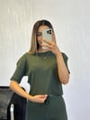 Fitilli Esnek Kumaş Basic Takım Haki