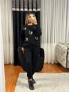 Kalp Taş İşleme Sweatshirt Siyah
