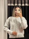 Kar Taneli Taşlı Açık Gri Hırka