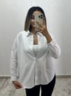 Keten Oversize Gömlek Beyaz
