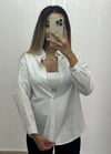 Keten Oversize Gömlek Beyaz