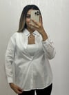 Keten Oversize Gömlek Beyaz