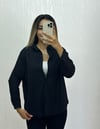Keten Oversize Gömlek Siyah