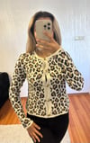 Leopar 5 Dügme Katlama Yaka Hırka