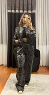 Leopar Desen Bamberg Ceket Siyah