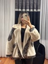 Leopar Desen Payetli Bej Kürk